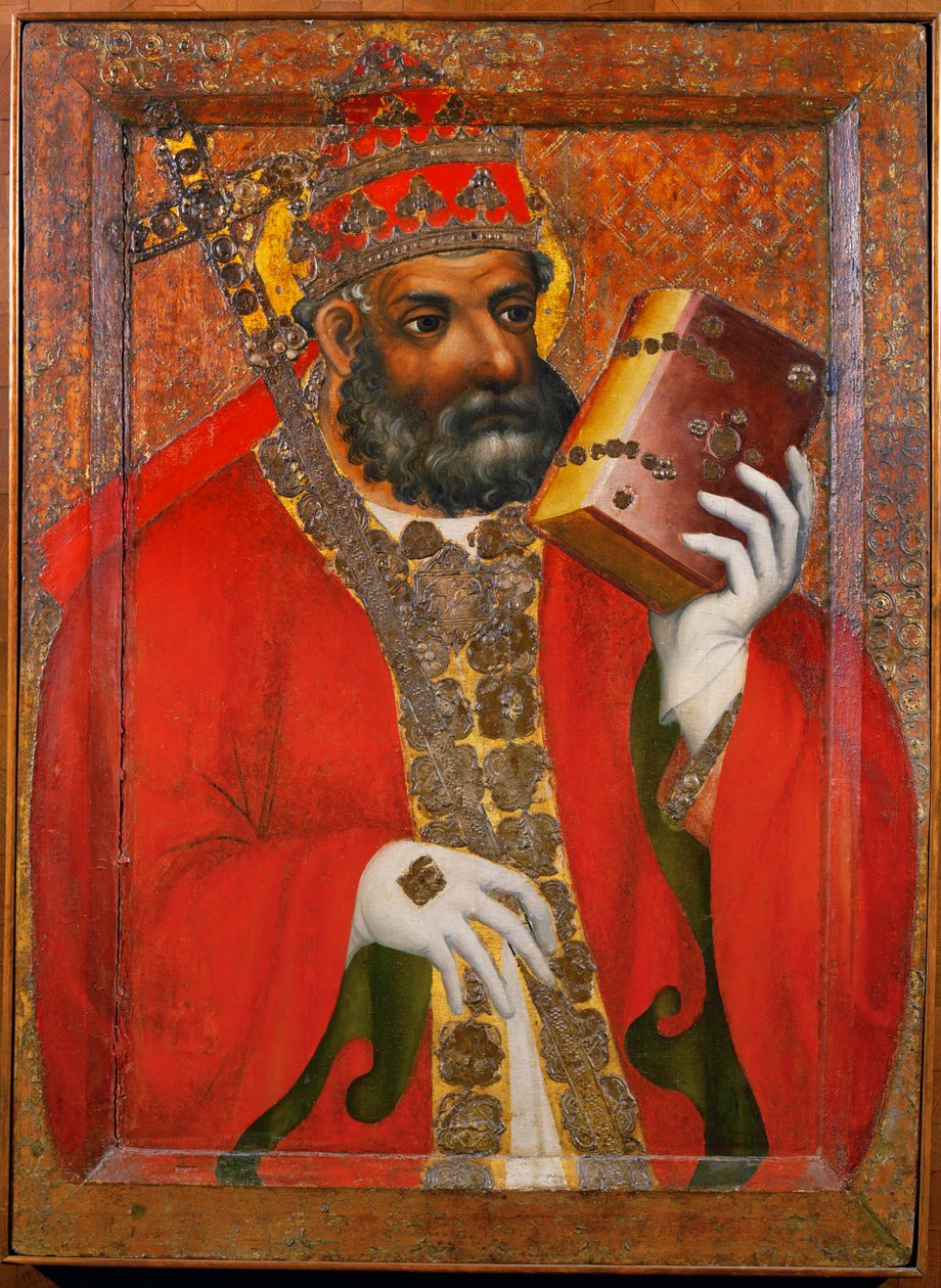 De Heilige Paus - Portret van een onbekende paus ... (tempera op hout) door Theodoric Master