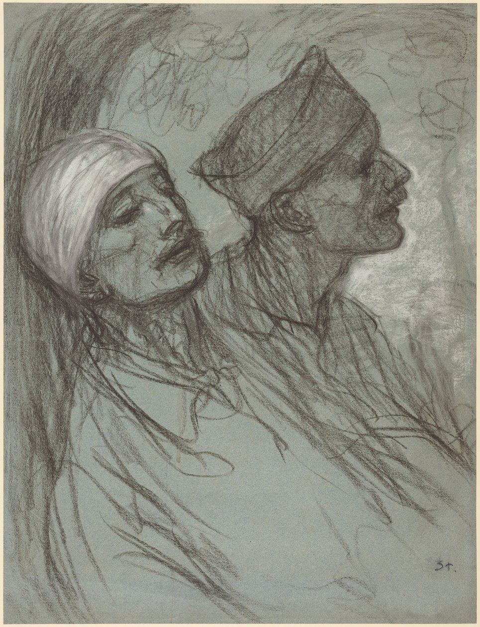 Een gewonde soldaat en zijn kameraad door Théophile Alexandre Steinlen