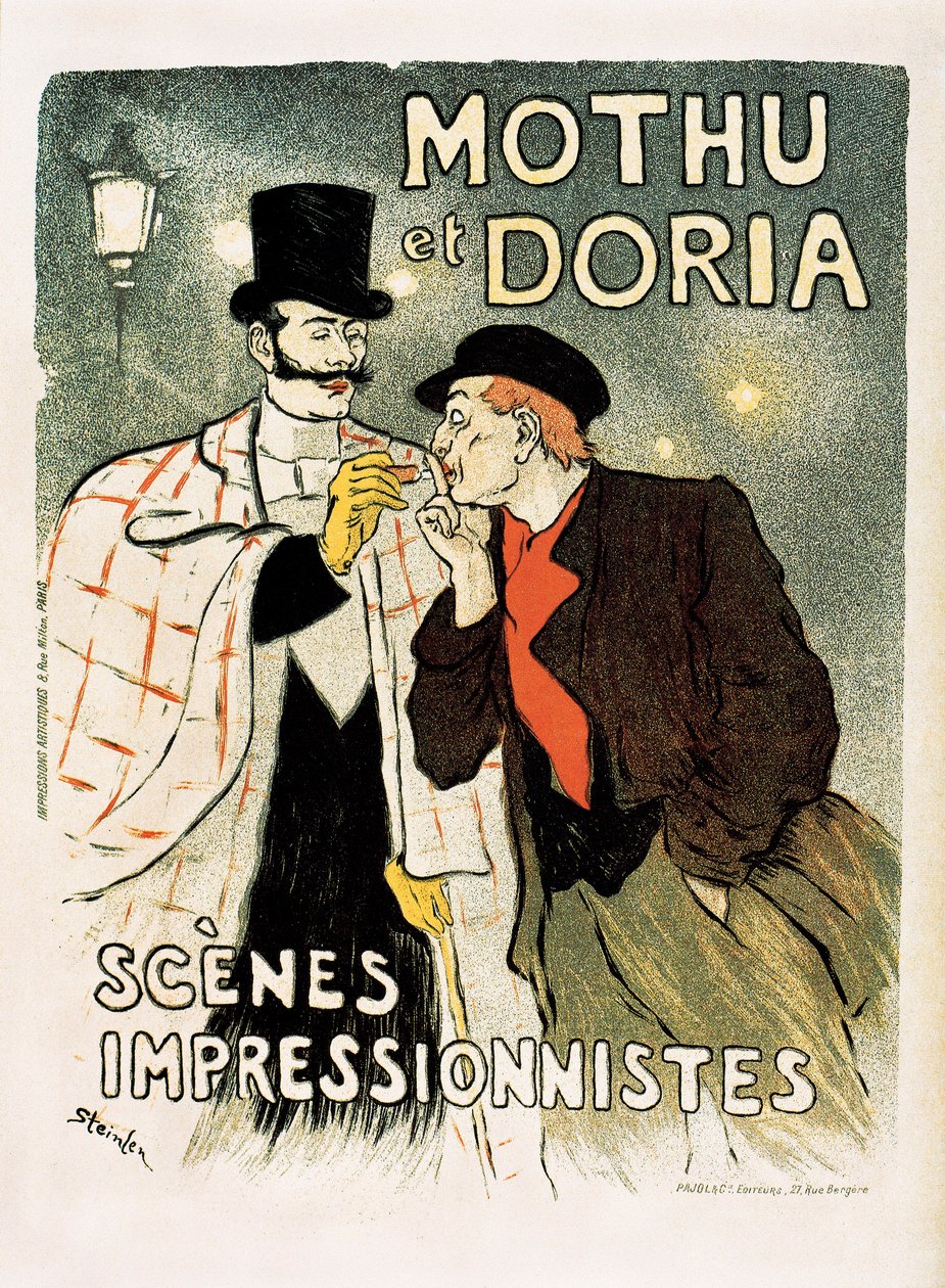Advertentieposter voor de zangers Mothu & Doria door Théophile Alexandre Steinlen