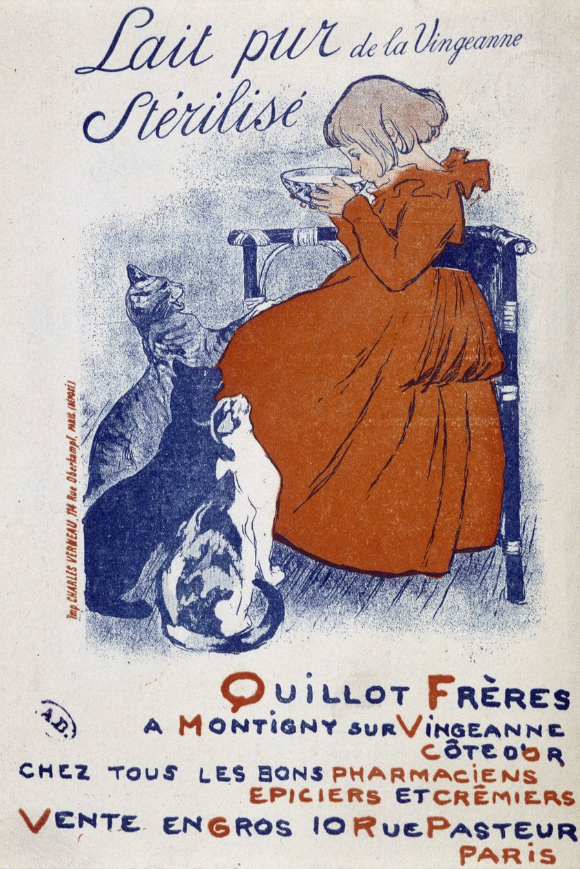 Reclameposter voor de pure melk van de Vingeonne - door Steinlen door Théophile Alexandre Steinlen