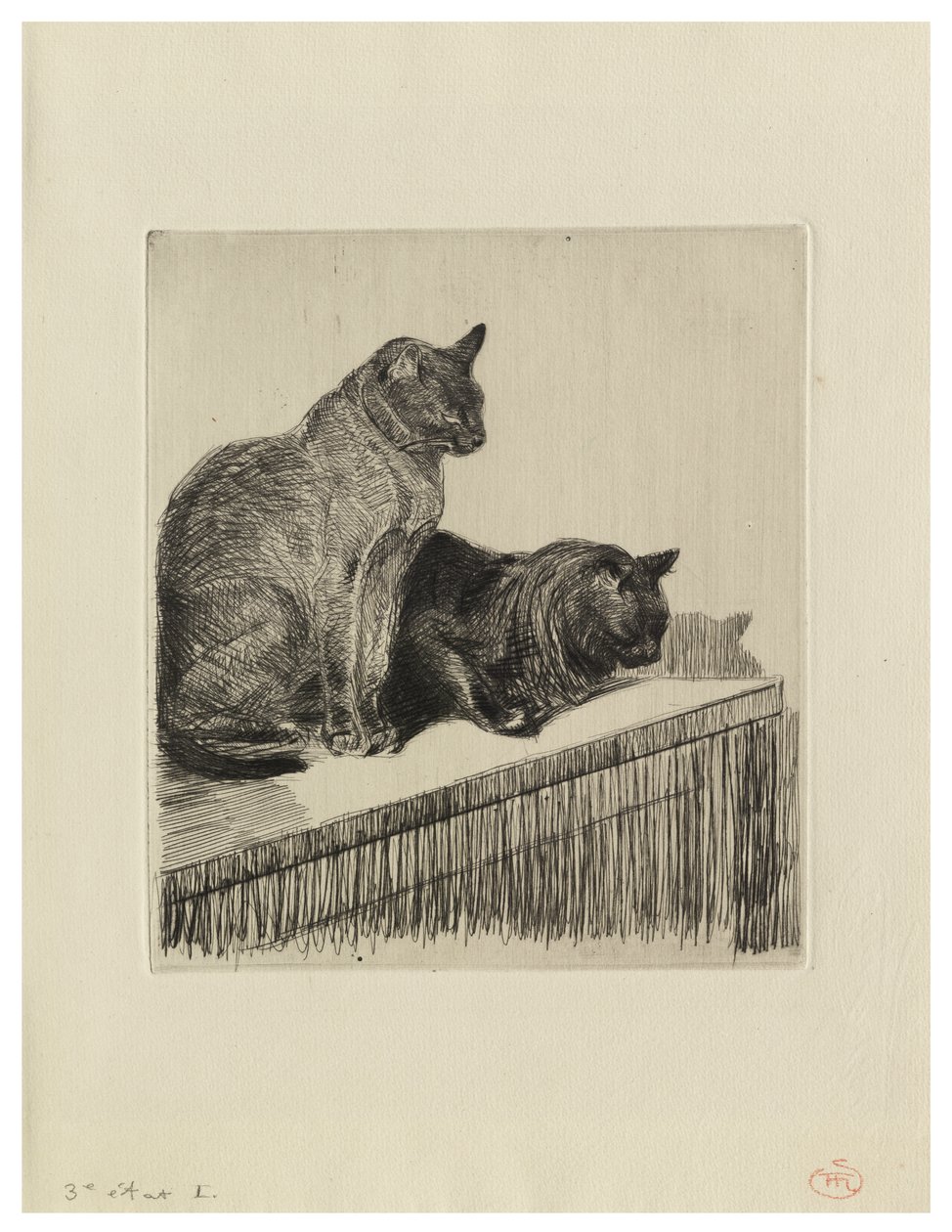 Deux Chats sur un meuble door Théophile Alexandre Steinlen