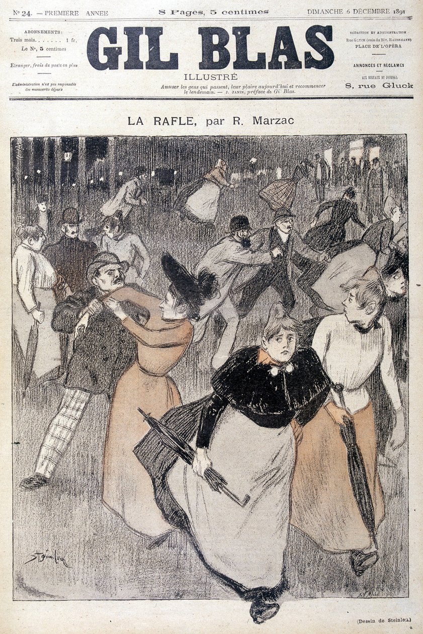 Tekening door Steinlen in Gil Blas, 6/12/1891 door Théophile Alexandre Steinlen