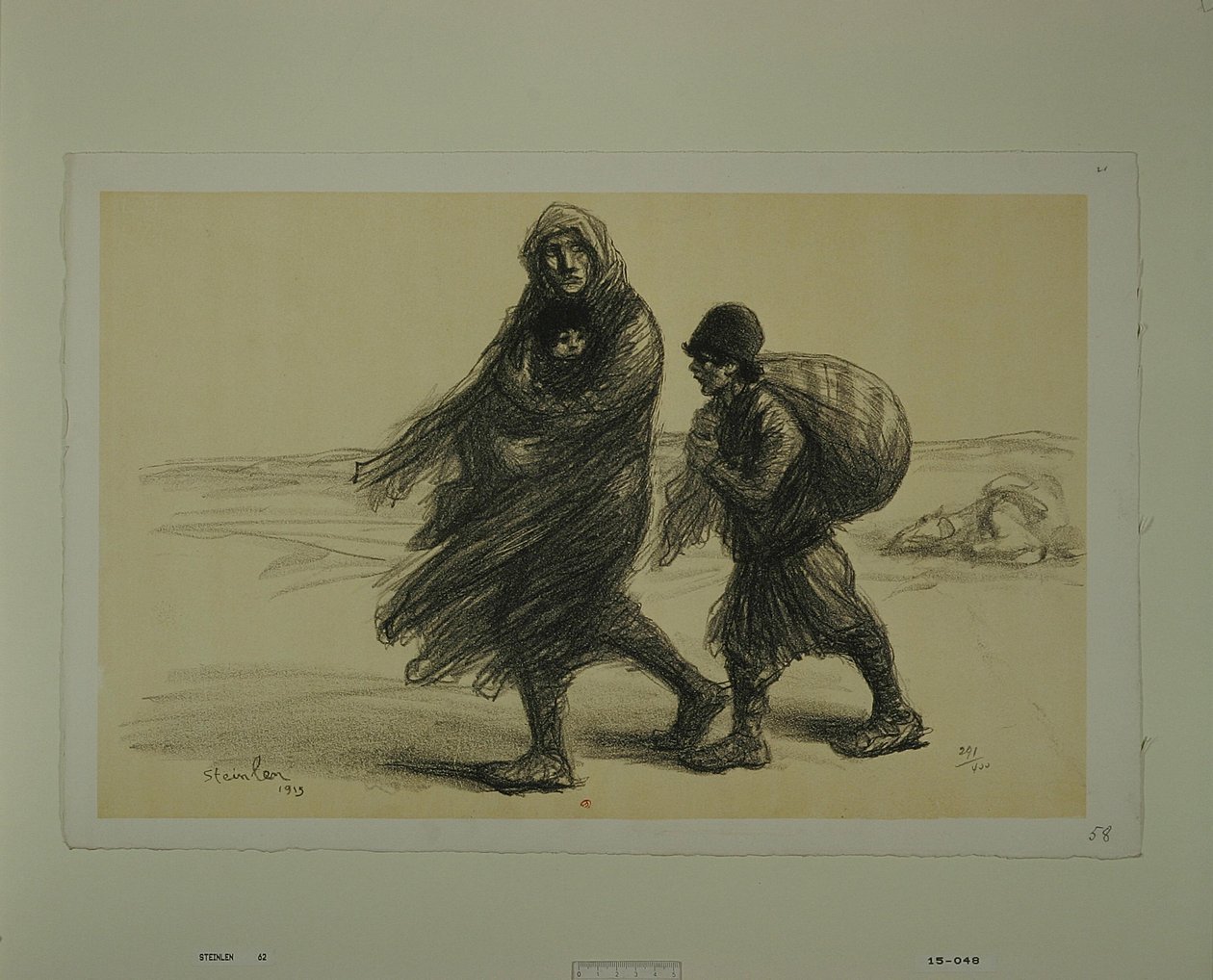 [De Servische uittocht] door Théophile Alexandre Steinlen