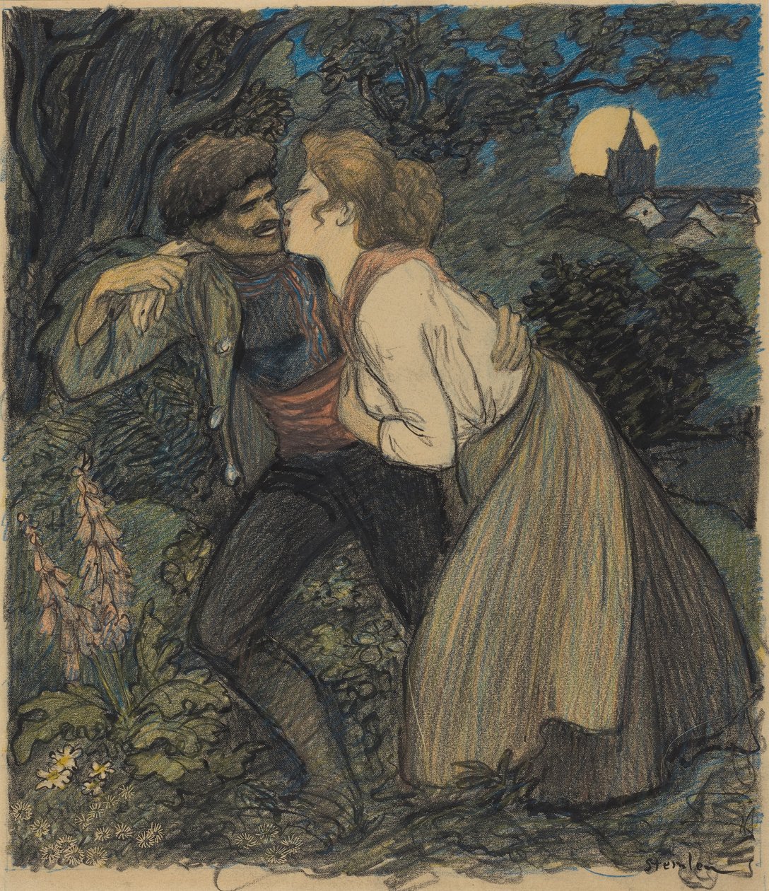 De teef en de wolf door Théophile Alexandre Steinlen
