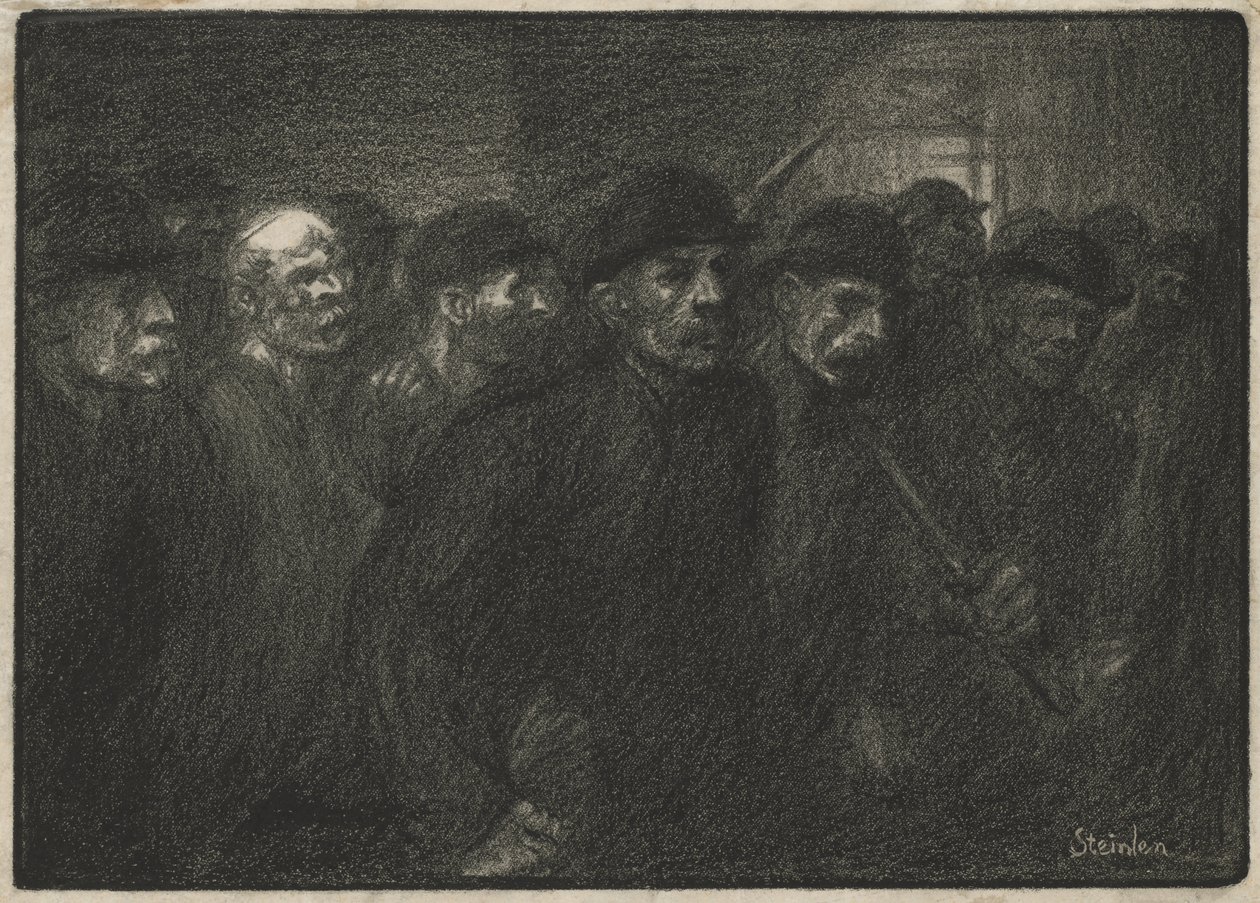 Arbeiders verlaten de fabriek door Théophile Alexandre Steinlen