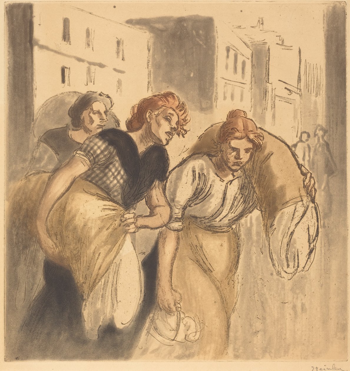 Terugkeer van het washuis (Retour de lavoir) door Théophile Alexandre Steinlen