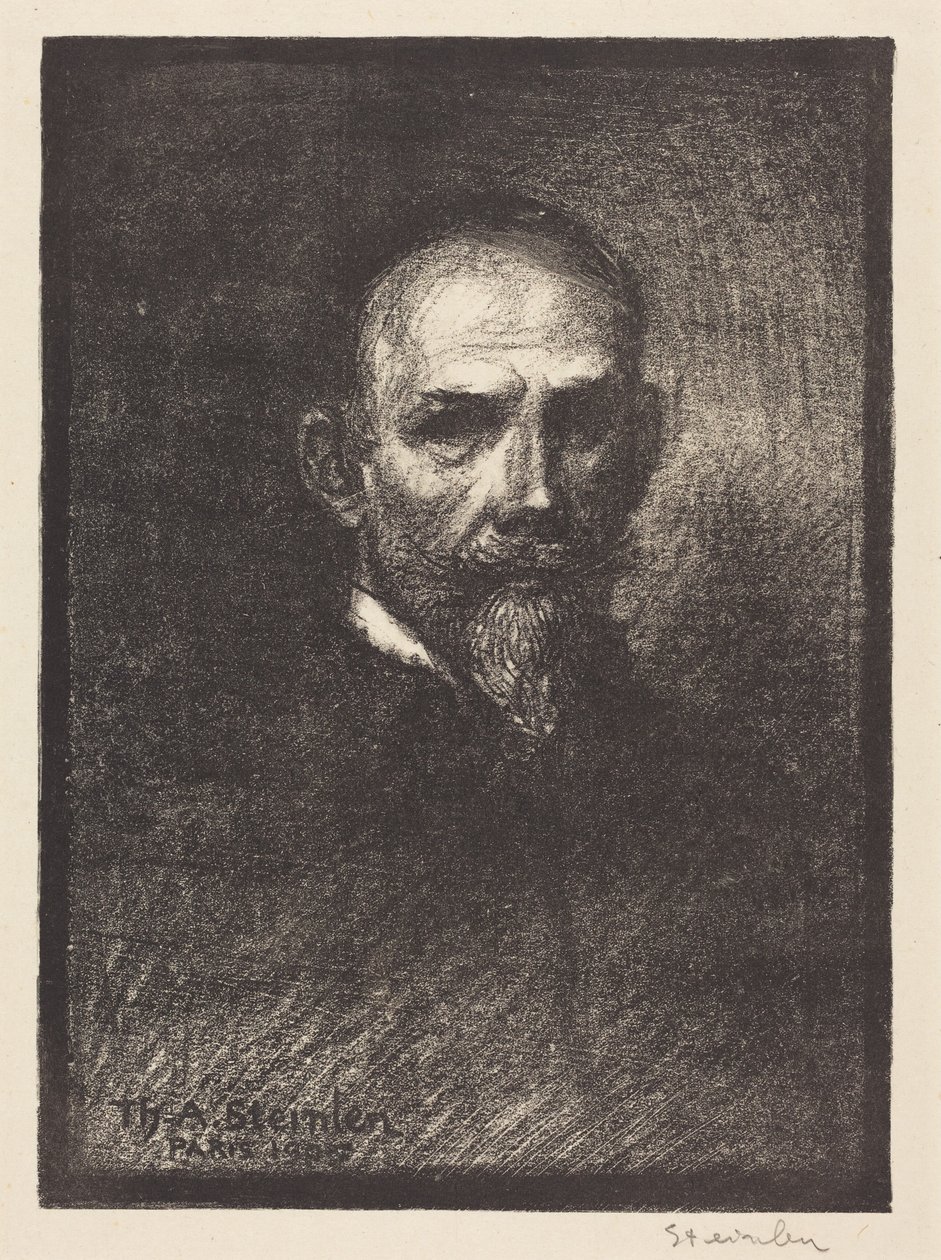Zelfportret (Steinlen van voren, hoofd rechtop) door Théophile Alexandre Steinlen