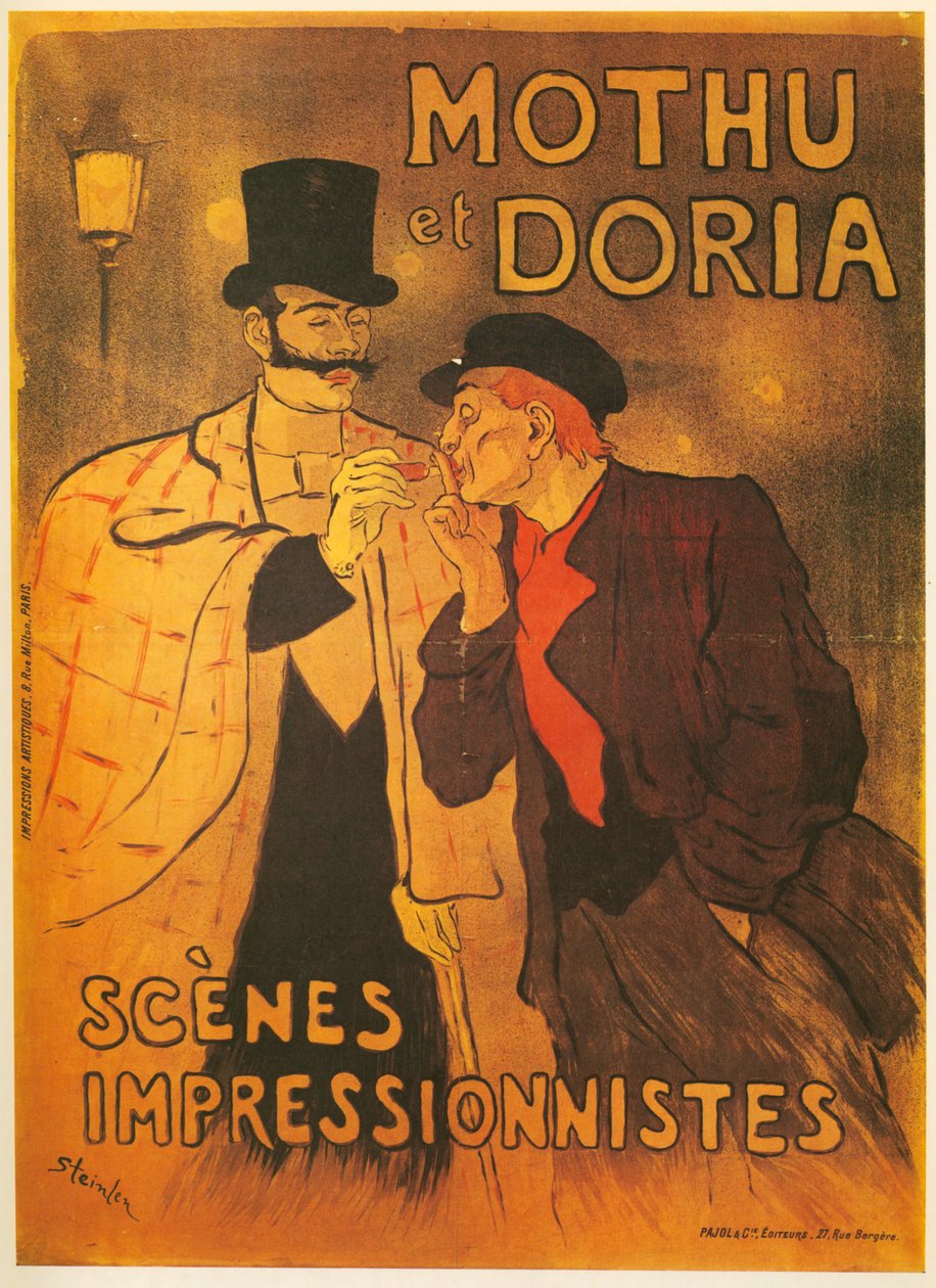 Theofiel A. Steinlen: Mothu en Doria. Impressionistische taferelen. Frankrijk ... (litho) door Théophile Alexandre Steinlen