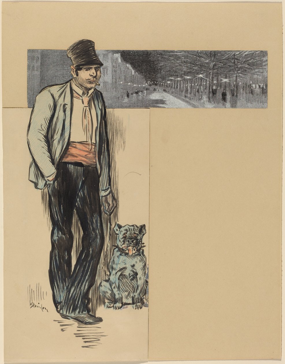 Naar het dorp door Théophile Alexandre Steinlen