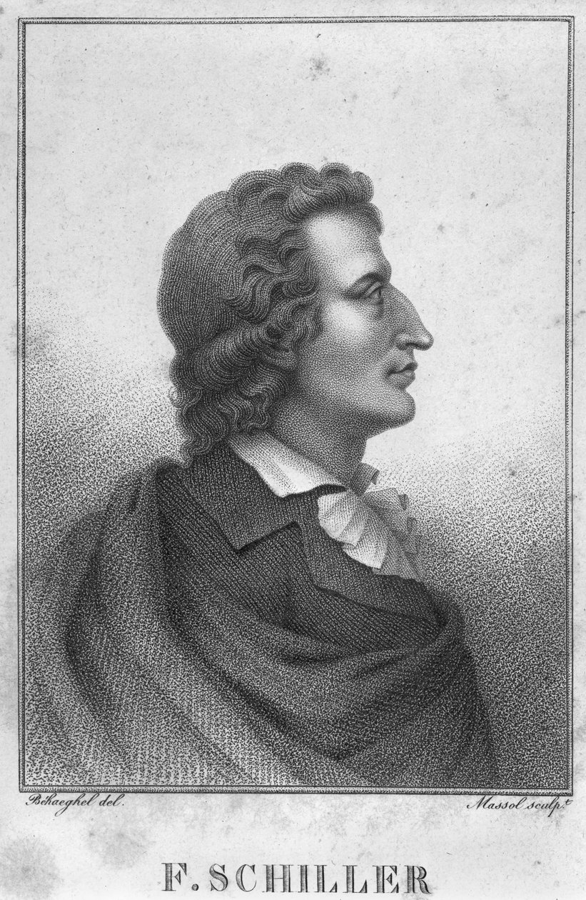 Friedrich Schiller (1759-1805) gegraveerd door Massol (d.1831) (gravure) door Theophile Behaeghel