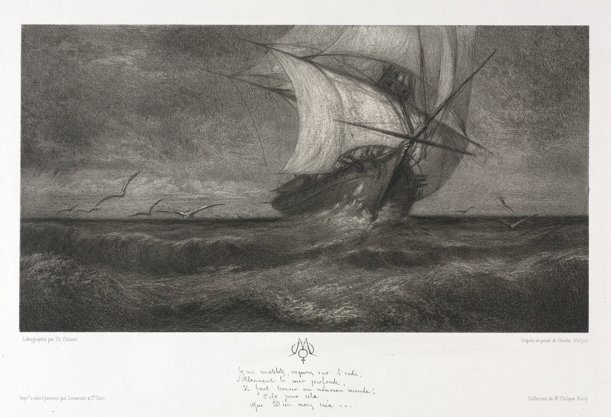 Het Spookschip, of Op de Golven, 1872 door Theophile Narcisse Chauvel