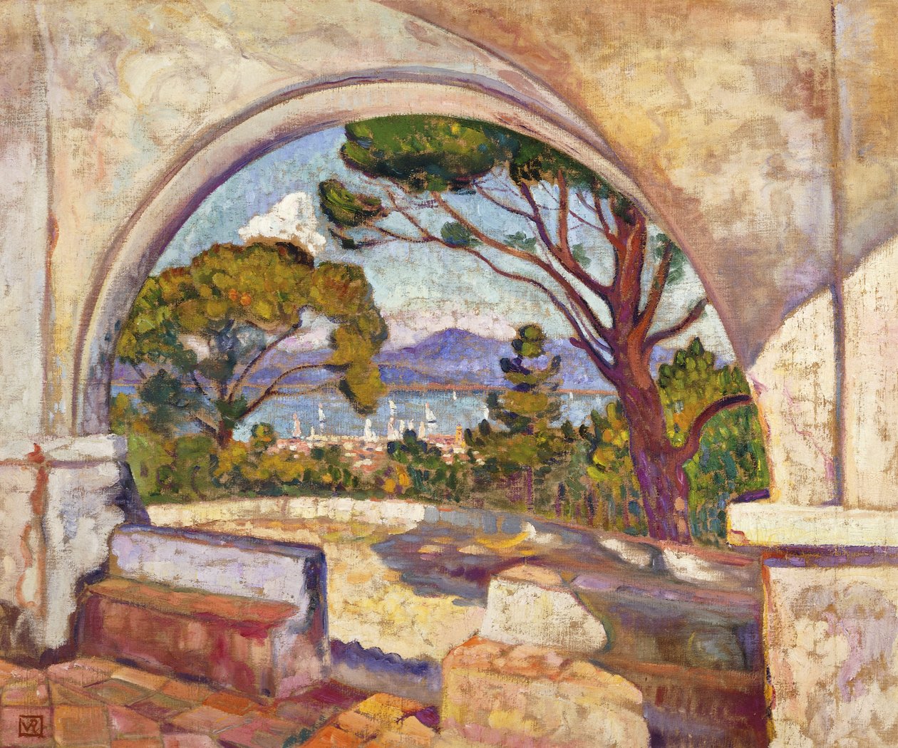 Saint Tropez, uitzicht vanaf de kapel St, c.1920 door Théo van Rysselberghe