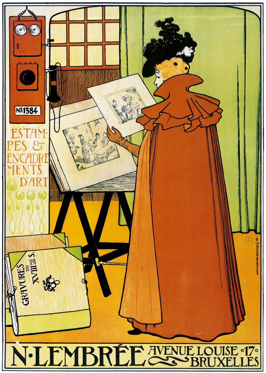 Reclameposter van de Kunsthandel Lembree in Brussel door Théo van Rysselberghe