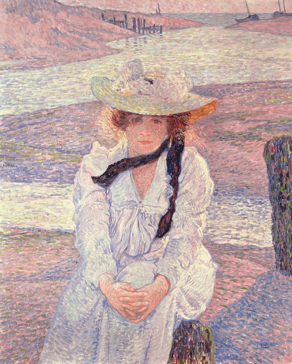 Jonge Vrouw aan de Oever van de Greve Rivier, 1901 door Théo van Rysselberghe