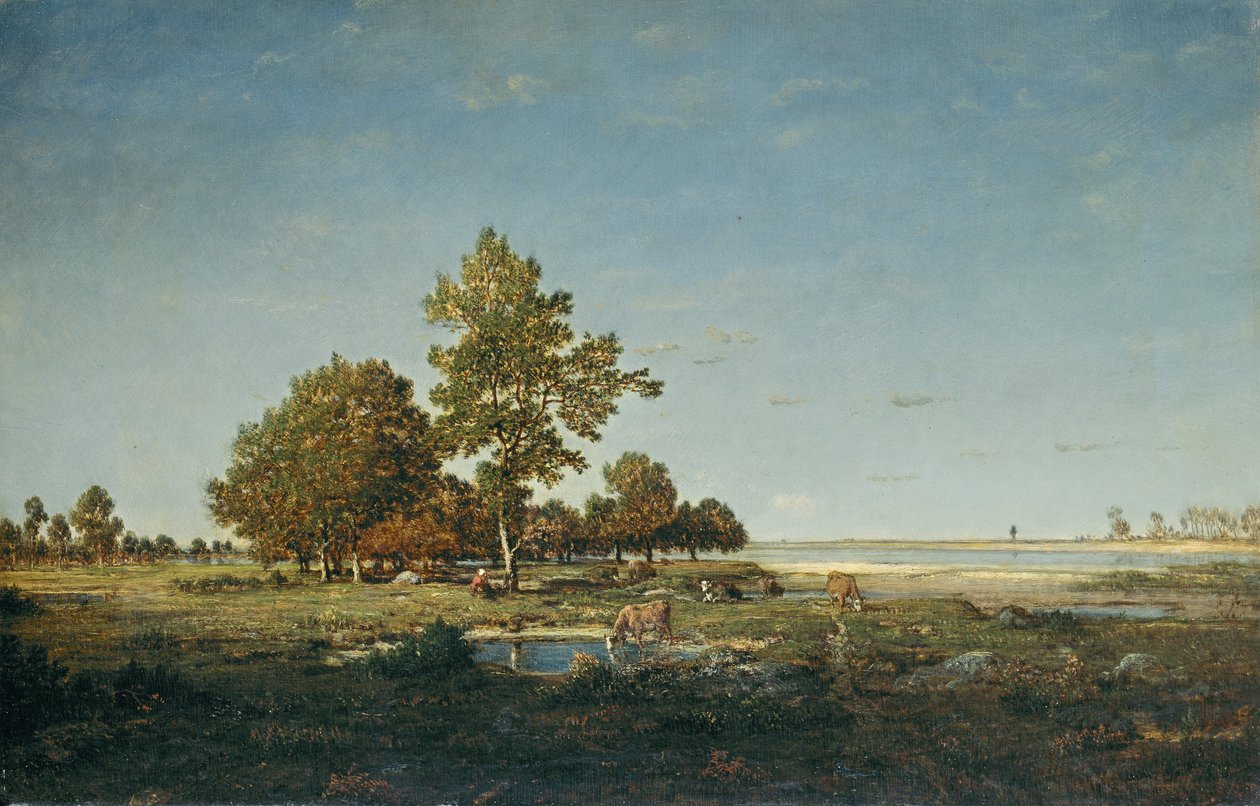 Landschap met een Boomgroep door Pierre Etienne Theodore Rousseau
