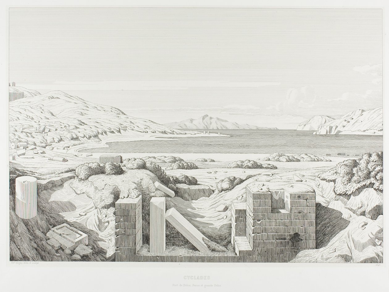 Uitzicht op Korinthe door Théodore Caruelle d