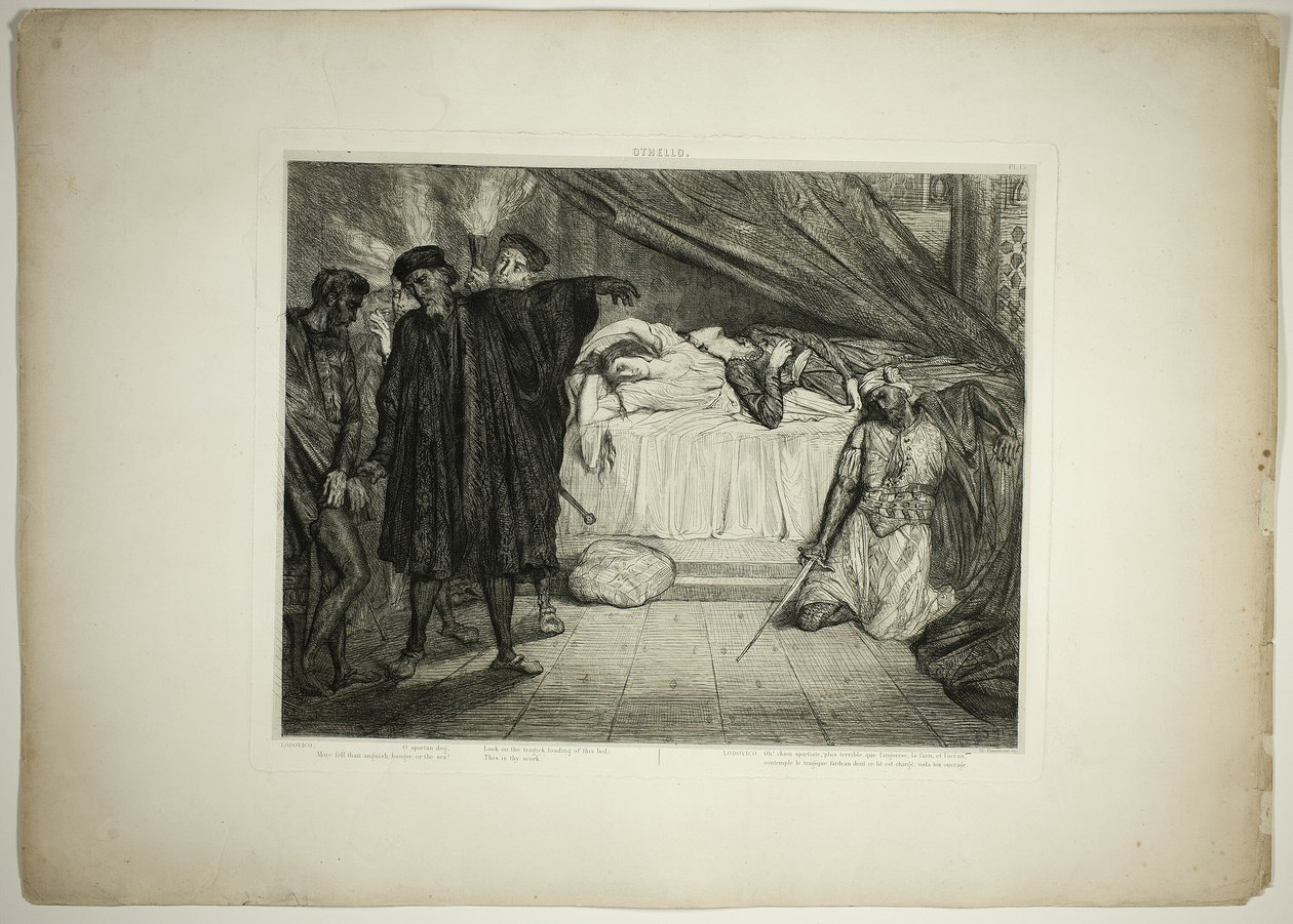 O Spartaanse hond, plaat vijftien uit Othello door Théodore Chassériau