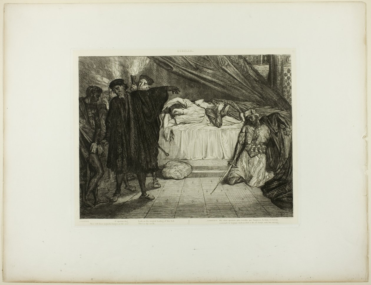 O Spartaanse hond, plaat vijftien uit Othello door Théodore Chassériau