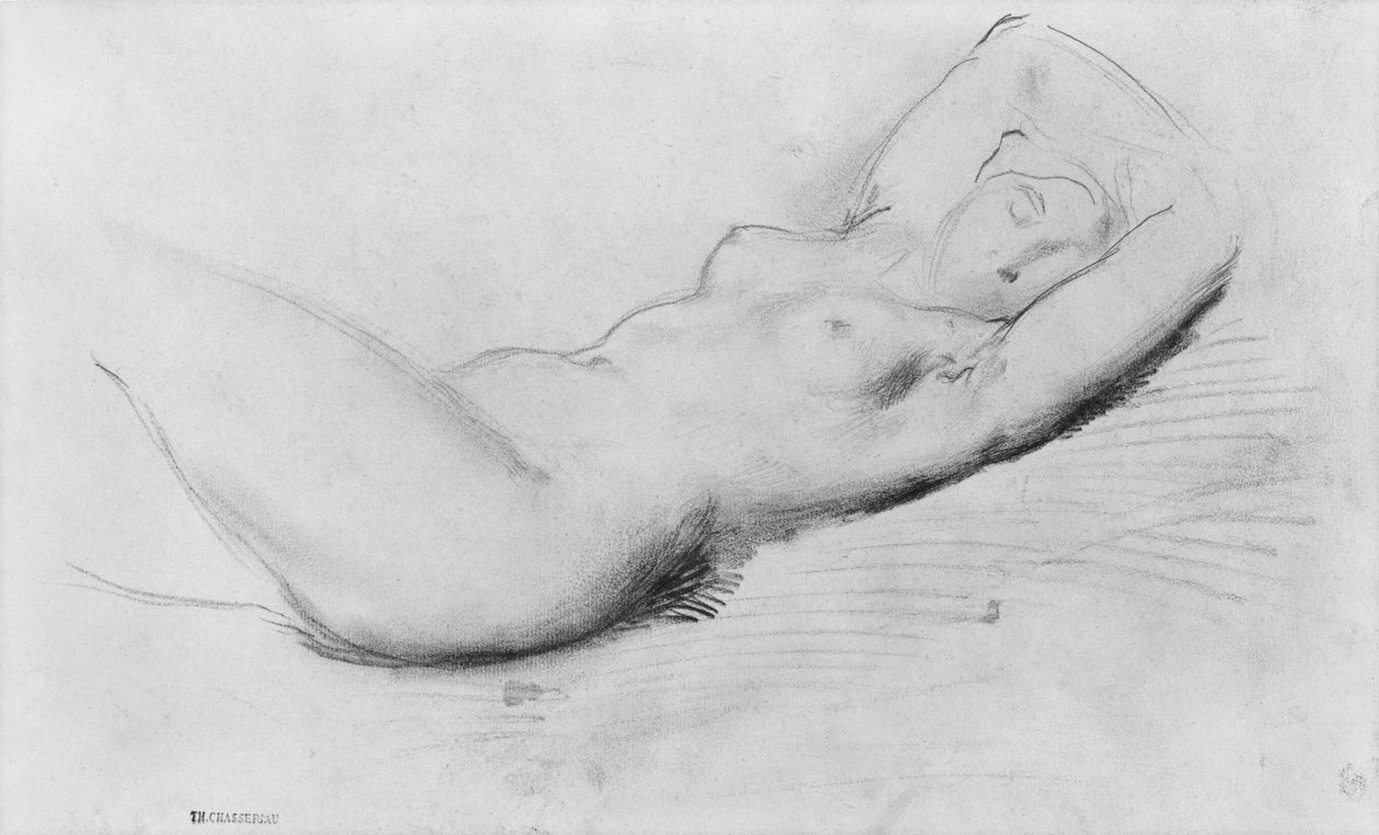 Studie van een naakt door Théodore Chassériau