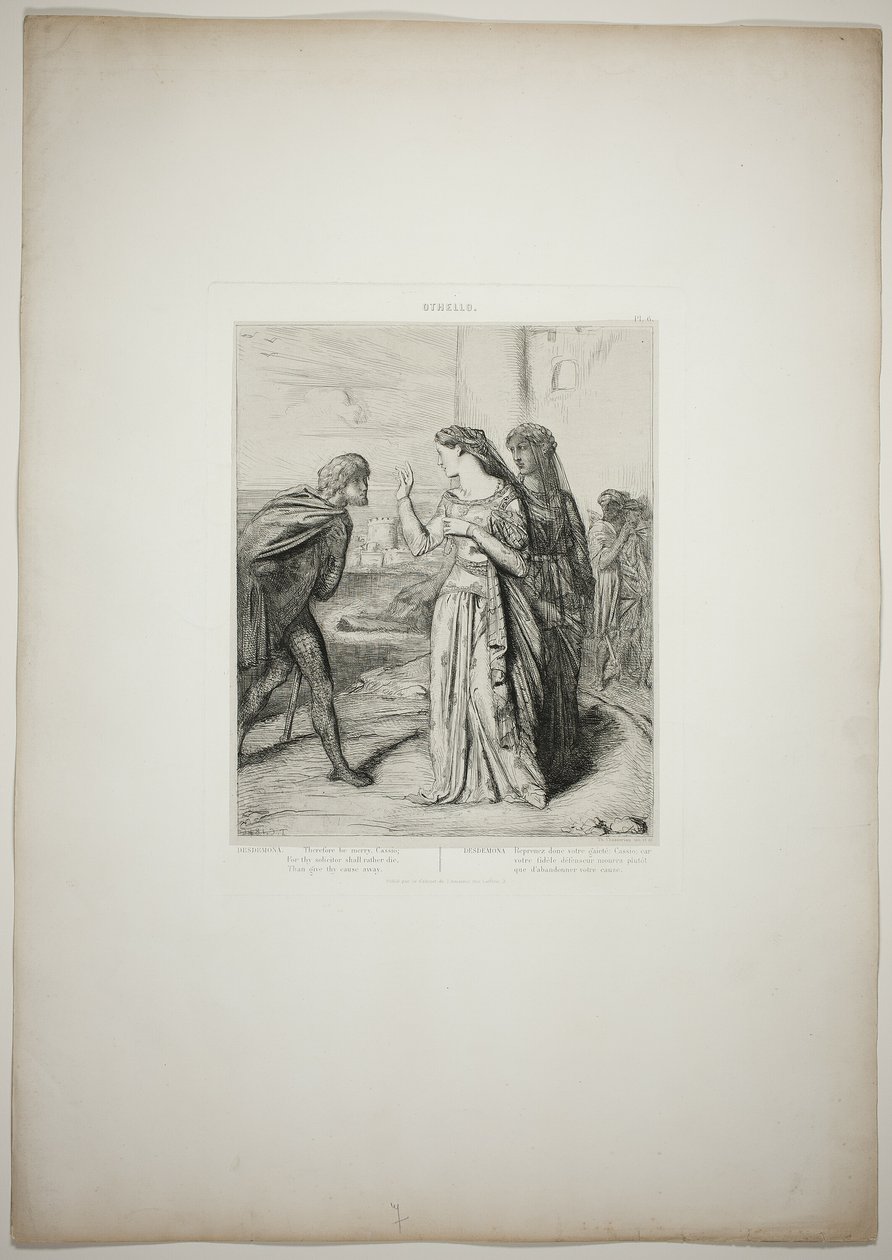 Wees daarom vrolijk, Cassio, plaat zes uit Othello door Théodore Chassériau