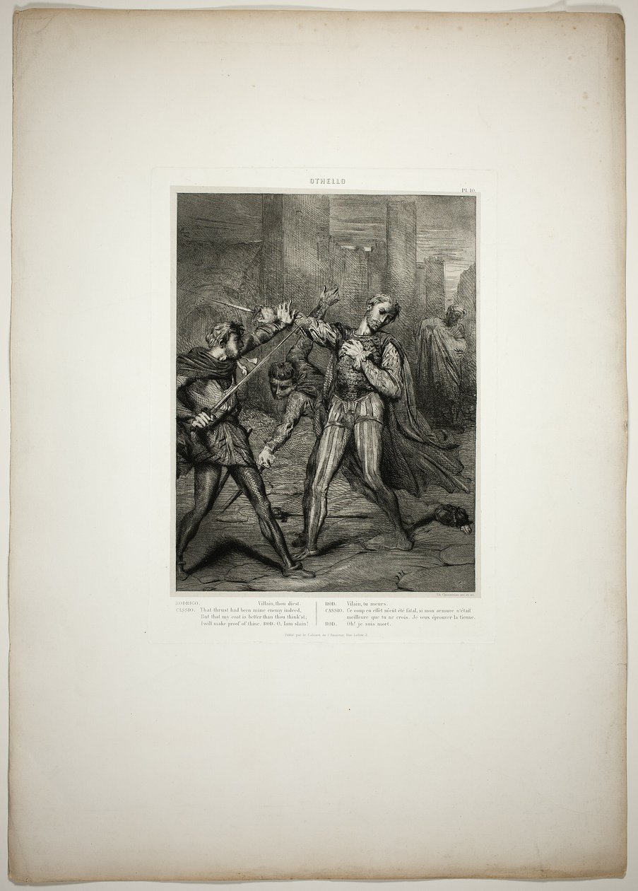 Schurk, gij sterft, plaat tien uit Othello door Théodore Chassériau