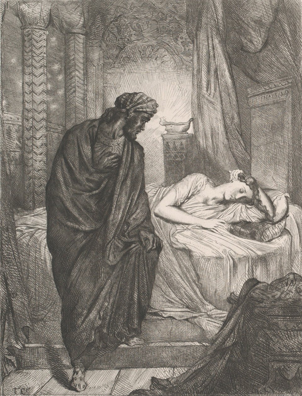 Toch moet ze sterven: plaat 11 uit Othello Act 5, Scene 2, geëtst 1844, herdrukt 1900 door Théodore Chassériau
