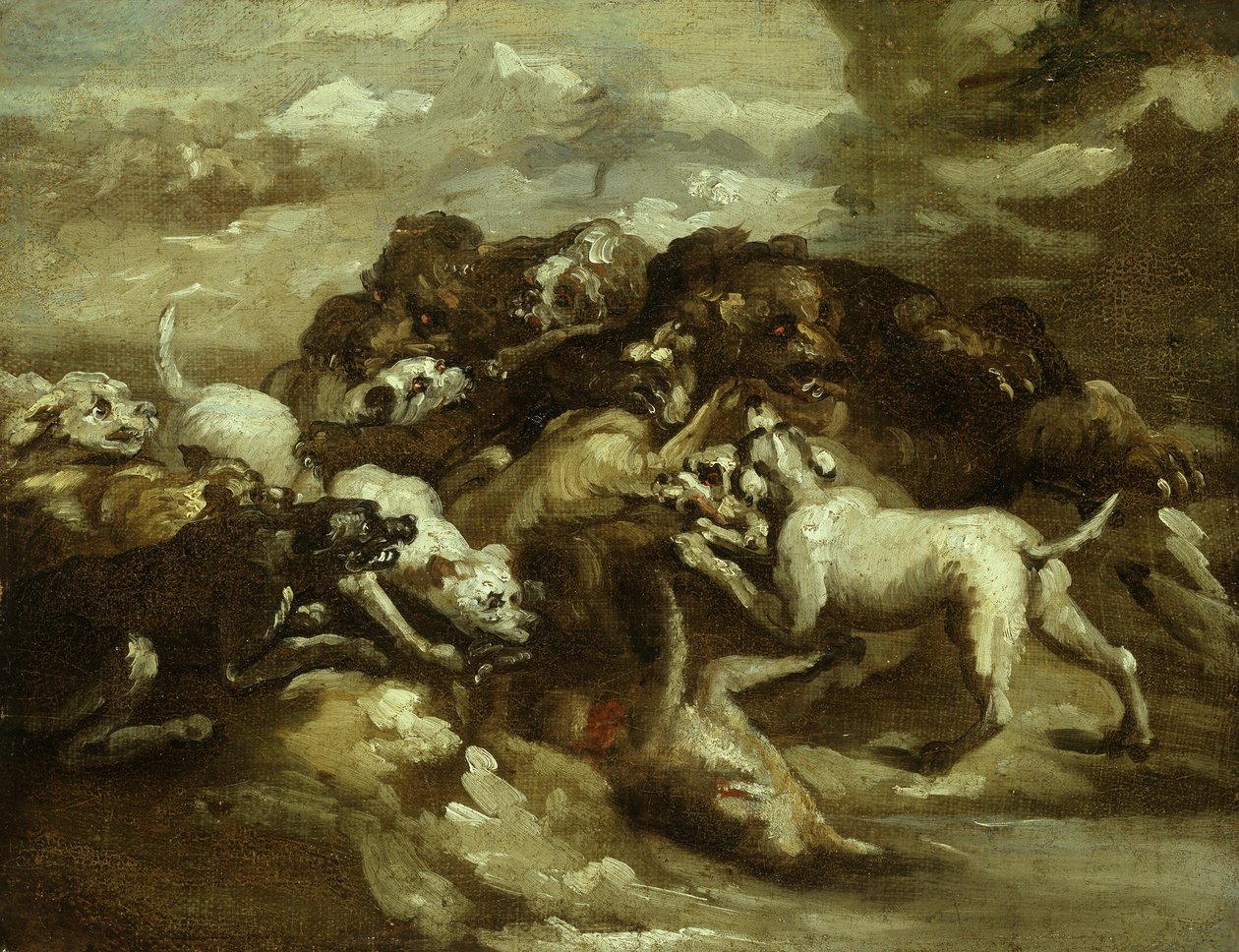 Duits: Honden vechten tegen beren door Theodore Gericault