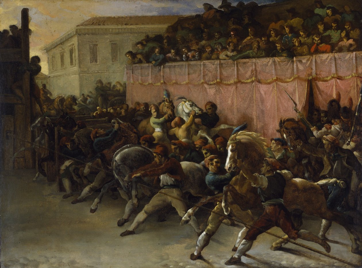 Géricault - Ruiters zonder ruiters bij Rome, 1817 door Theodore Gericault