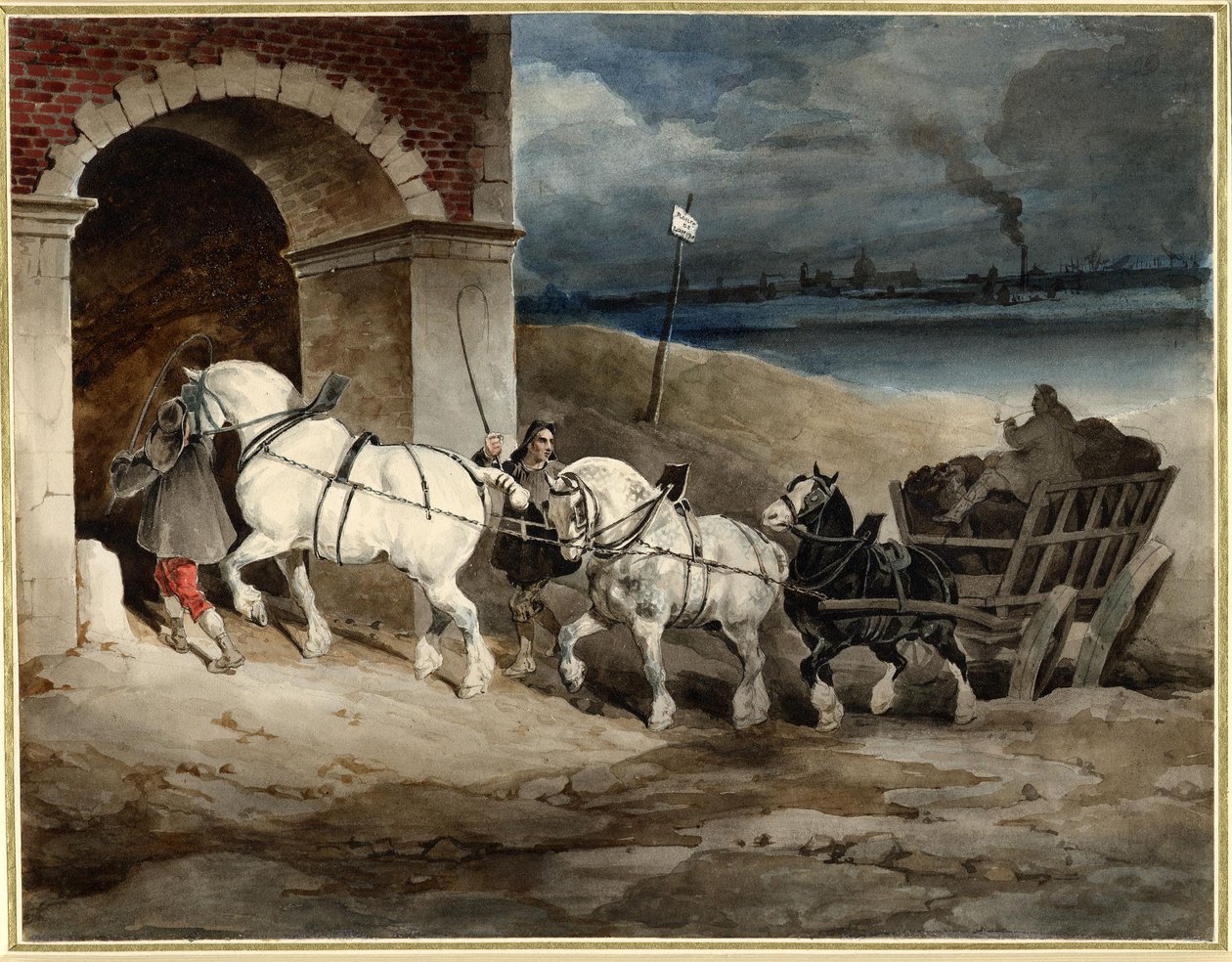 Géricault - De kolenwagen, of Le Chariot, Route de Londres, ca.1821, 1968,0210.28 door Theodore Gericault