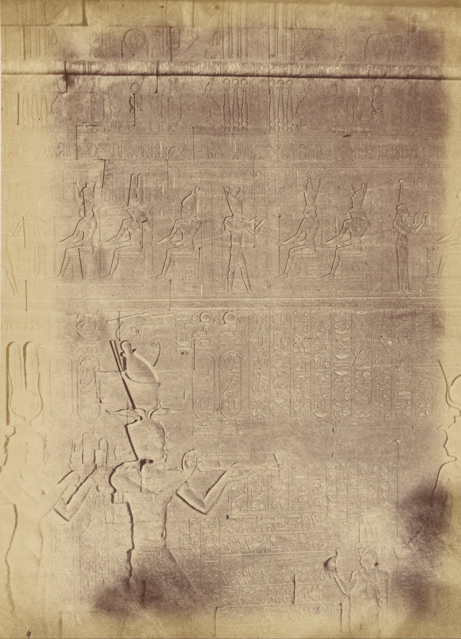 Close-up van hiërogliefeninscripties (waarschijnlijk van de tempel van Edfu) door Théodule Devéria