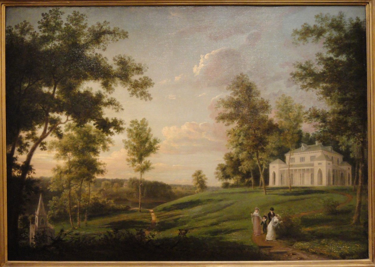 Zuidoostelijk uitzicht op Sedgeley Park door Thomas Birch