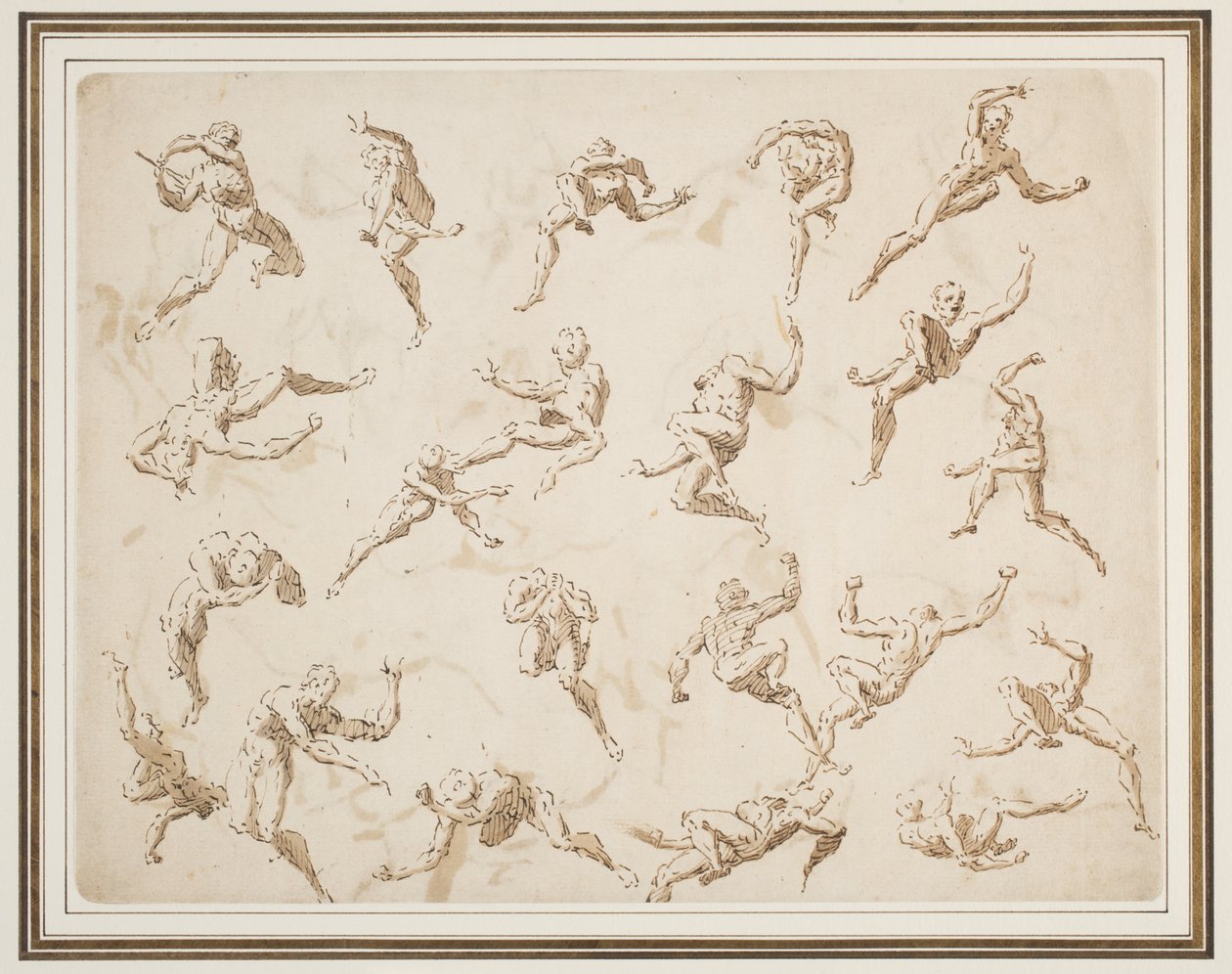 Blad met figuurstudies door Thomas Carwitham