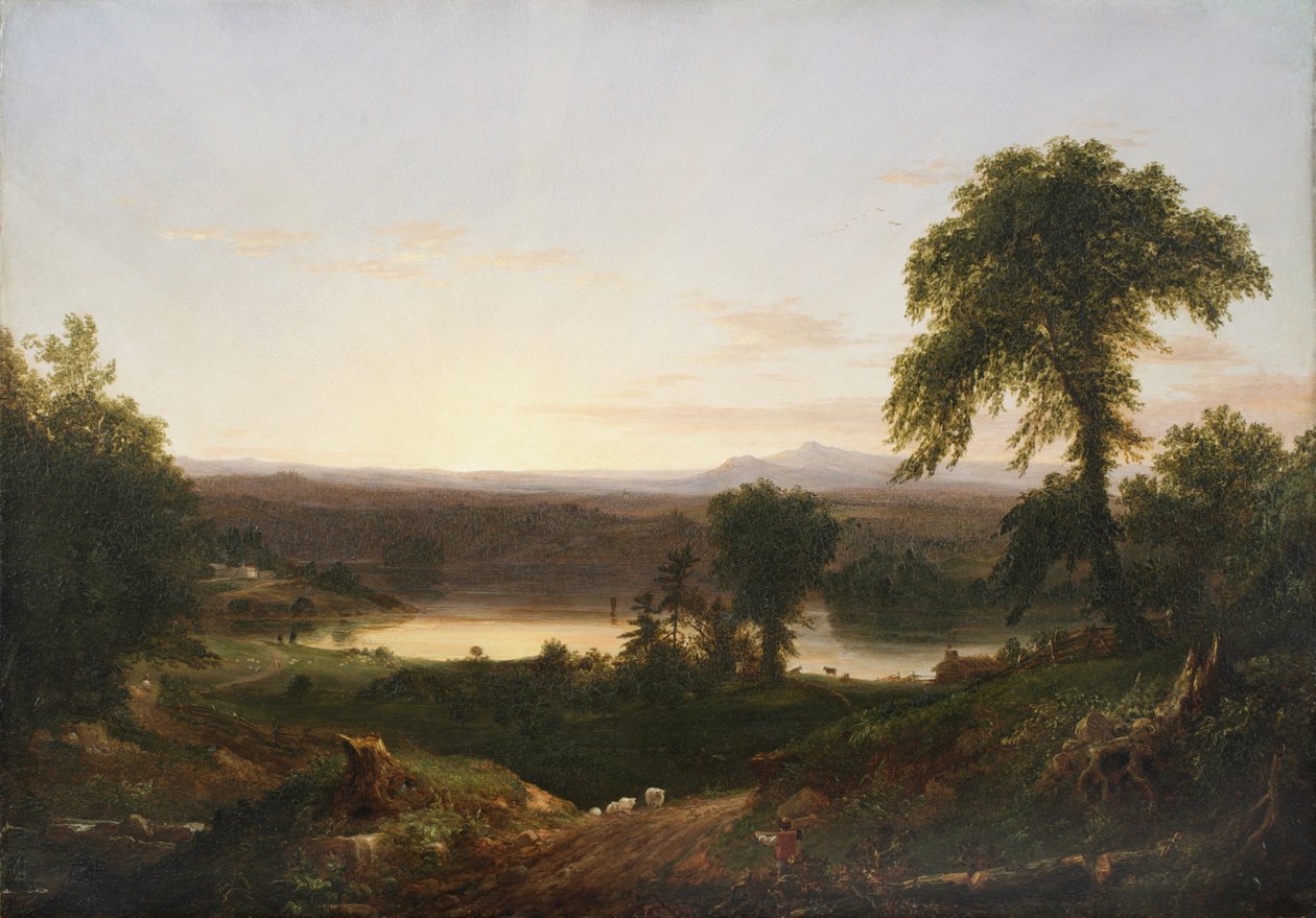 Zomertwilight, Een Herinnering aan een Scène in New England, 1834 door Thomas Cole
