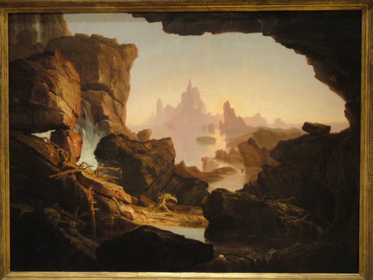 Het terugtrekken van het water van de zondvloed door Thomas Cole