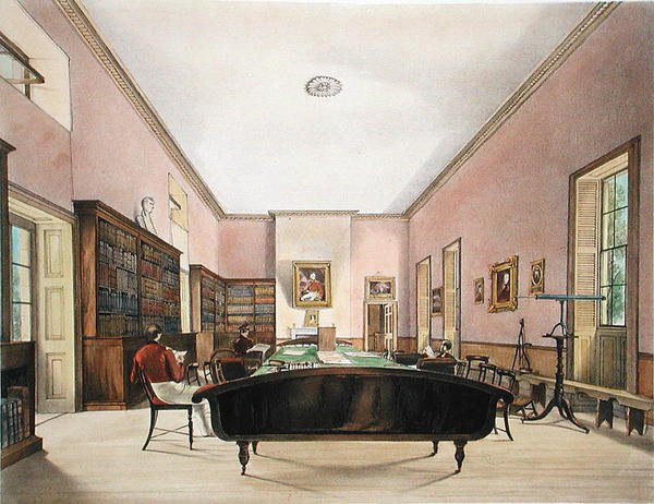 De Bovenkamer van de Gibraltar Garrison Library, geïllustreerd in Select Views of the Rock and Fortress of Gibraltar door J.M. Carter, 1845 door Thomas Colman Dibdin