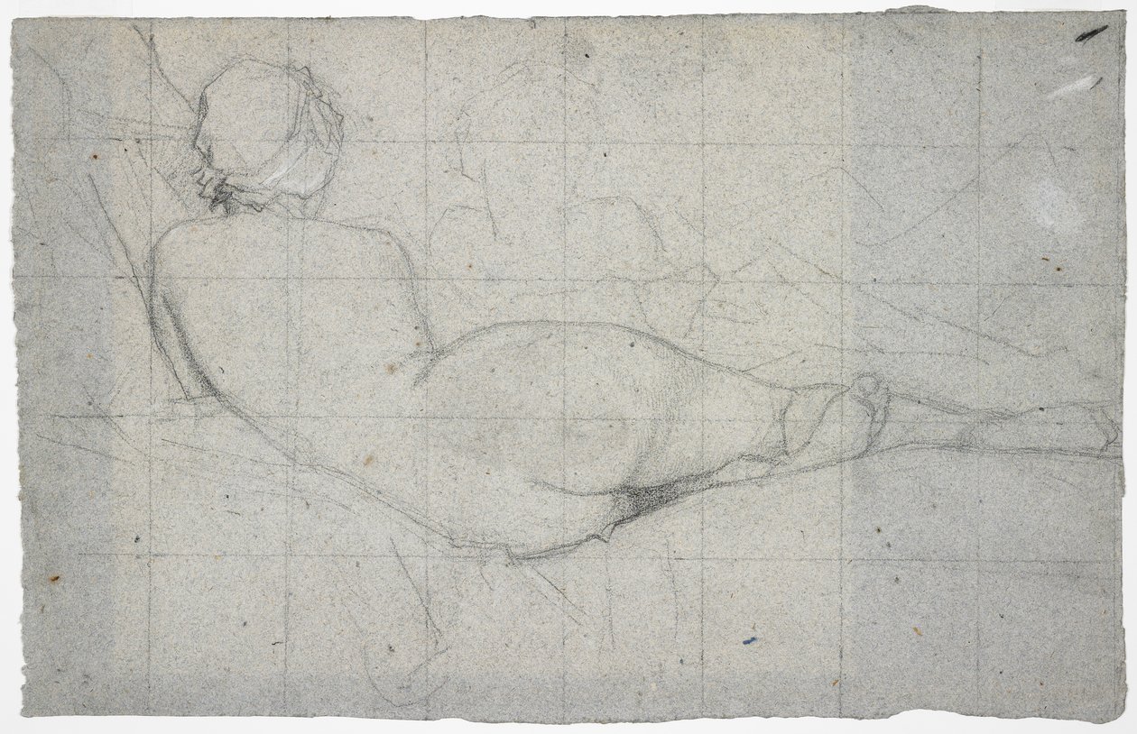 Liggend Vrouwelijk Naakt en Gedeeltelijke Studie van een Tweede Vrouwelijke Figuur, c.1855-60 door Thomas Couture