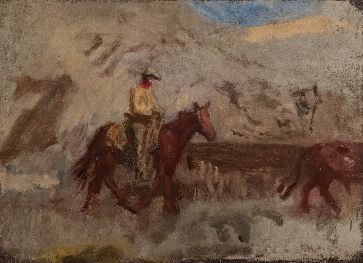 Schets van een Cowboy aan het Werk door Thomas Eakins