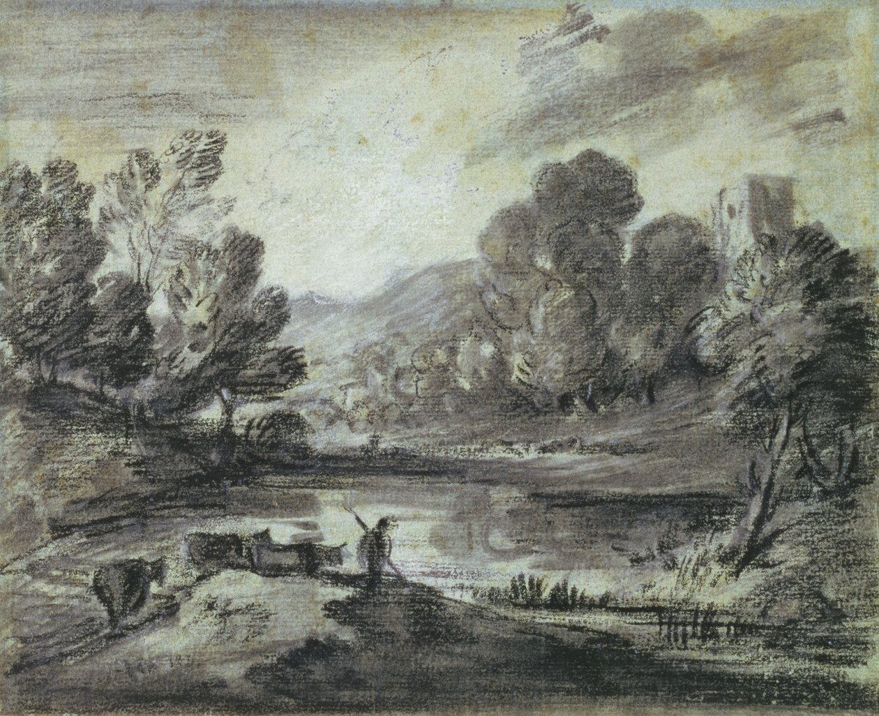 Een heuvelachtig landschap, c.1775-80 door Thomas Gainsborough