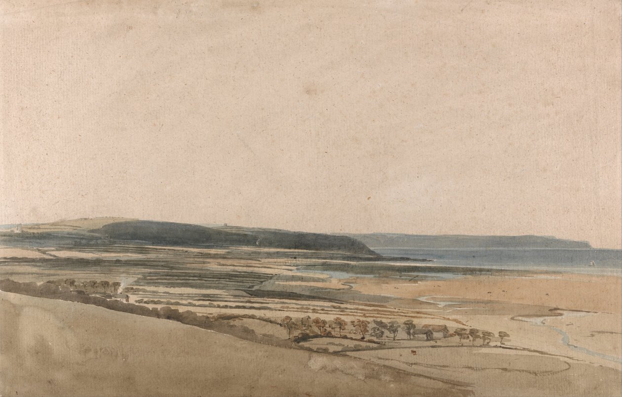 Monding van de rivier Taw, Devon door Thomas Girtin