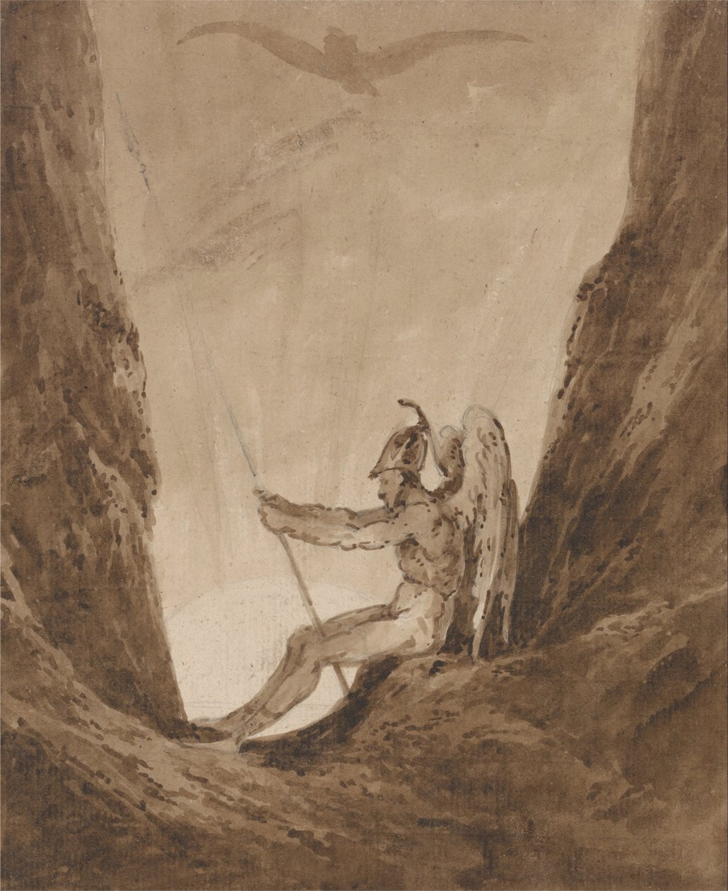 De aartsengel Gabriël wacht op de nacht door Thomas Girtin