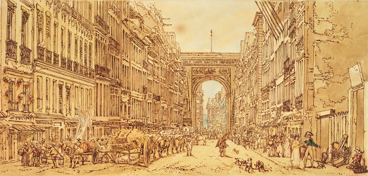 De Faubourg en de Porte Saint-Denis, 1801 door Thomas Girtin