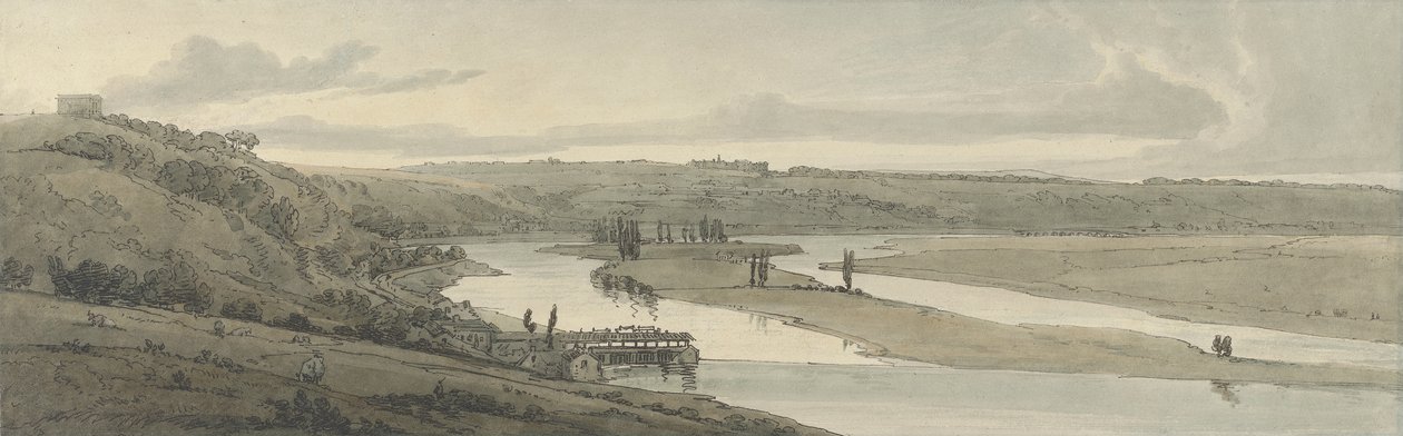 De waterwerken bij Marli en St. Germain-en-Laye in de verte gezien, 1802 door Thomas Girtin