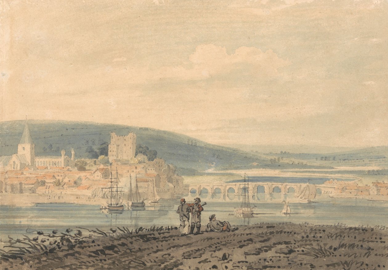 Uitzicht op Rochester door Thomas Girtin