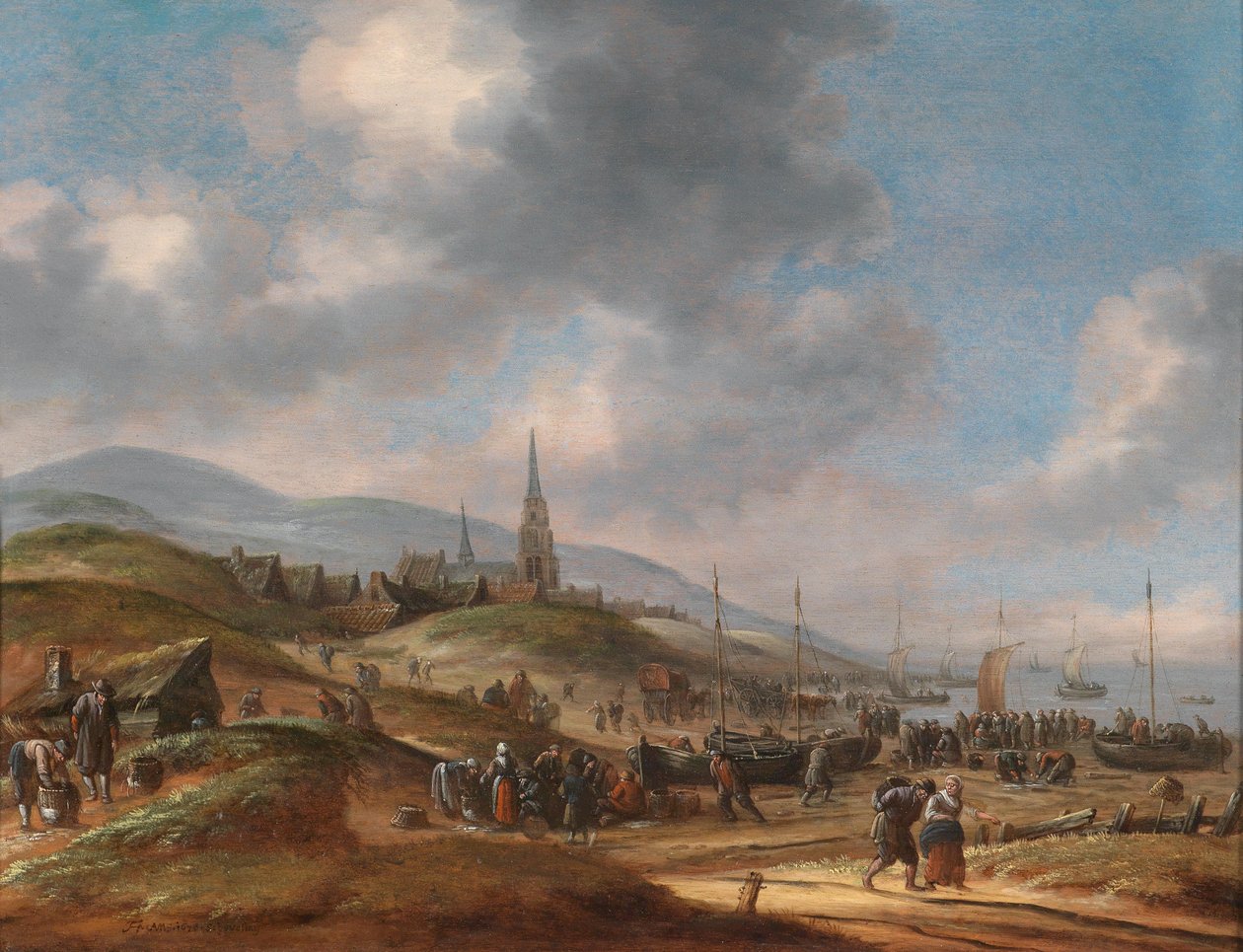 Uitzicht op het strand bij Scheveningen door Thomas Heeremans