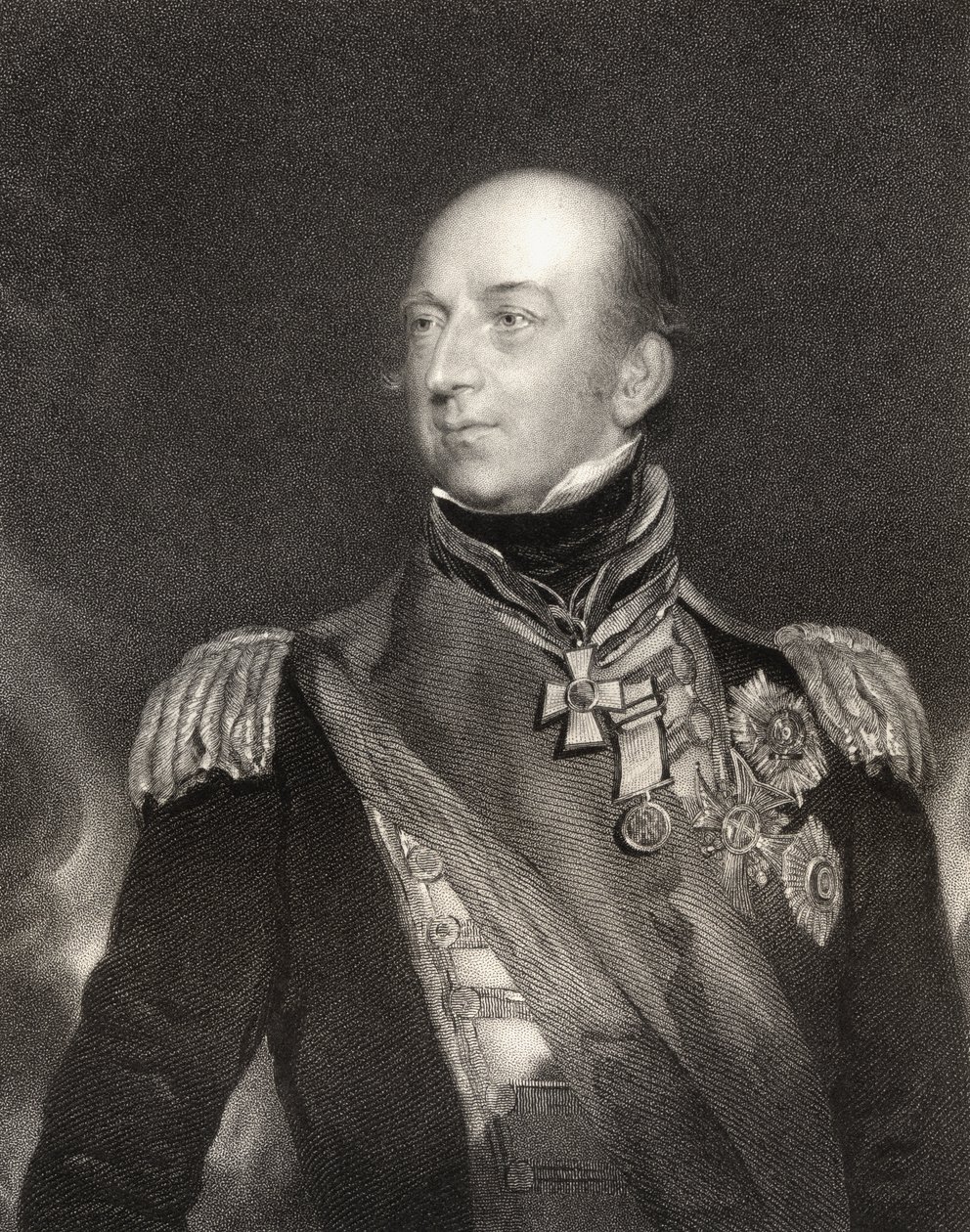 Sir Edward Codrington, Britse admiraal, gegraveerd door J. Cochran, uit 