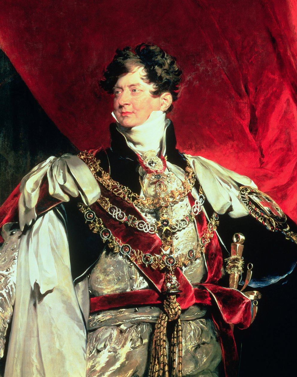 De Prins Regent, later George IV (1762-1830) in zijn Garter Robes (detail) door Thomas Lawrence