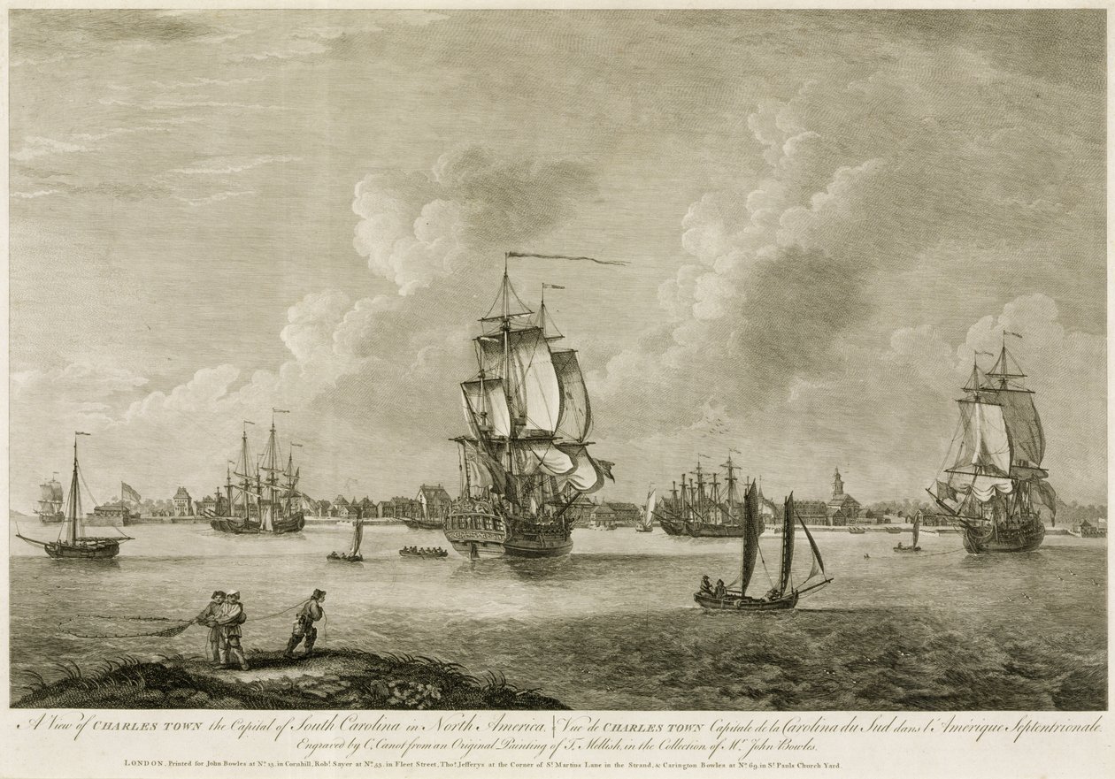 Uitzicht op Charles Town, de hoofdstad van South Carolina in Noord-Amerika, uit 