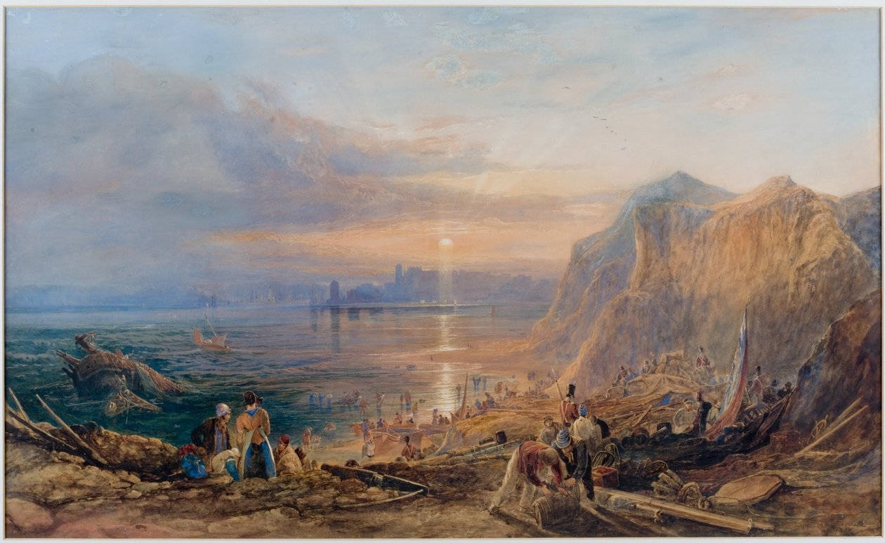 Het Slopen van een Wrak bij Tynemouth door Thomas Miles Richardson