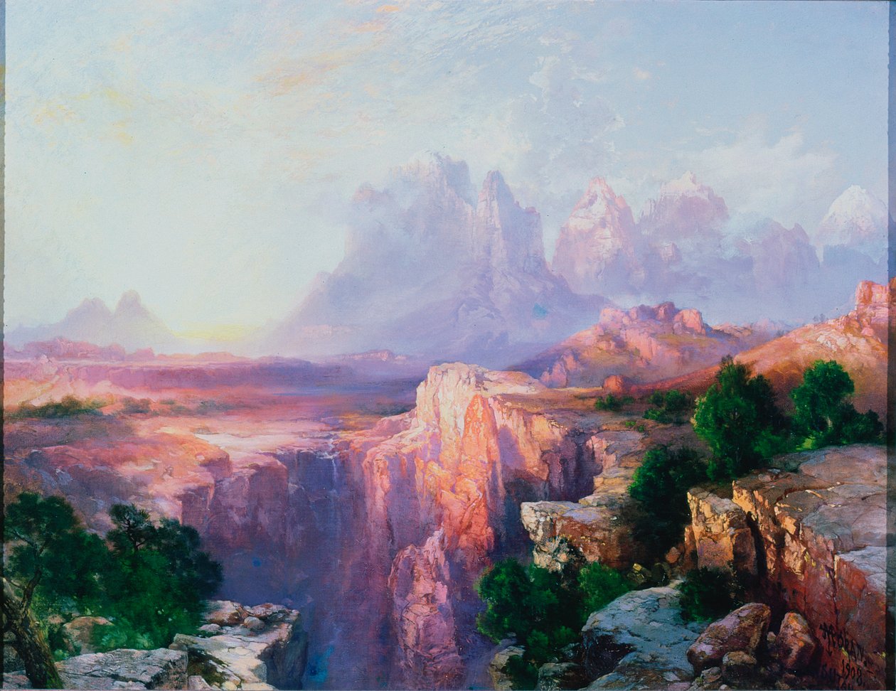 Rots Torens van de Rio Virgin, 1908 door Thomas Moran