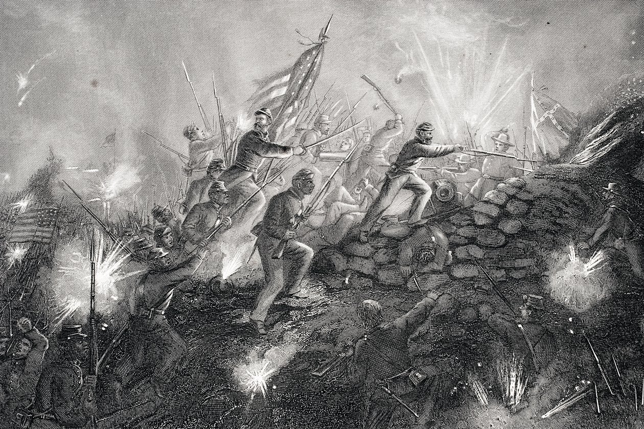 Aanval op Fort Wagner, Morris Island, South Carolina, 1863 door Thomas Nast